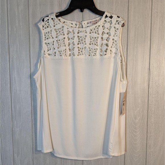 Nanette Lepore Tops - Nanette Lepore cream eyelet tank top NWT sz 1X G42